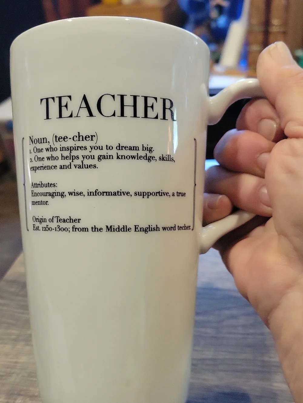 Teacher Travel Mug NWT/ Tall W/ Ceramic Lid/Williams Sonoma